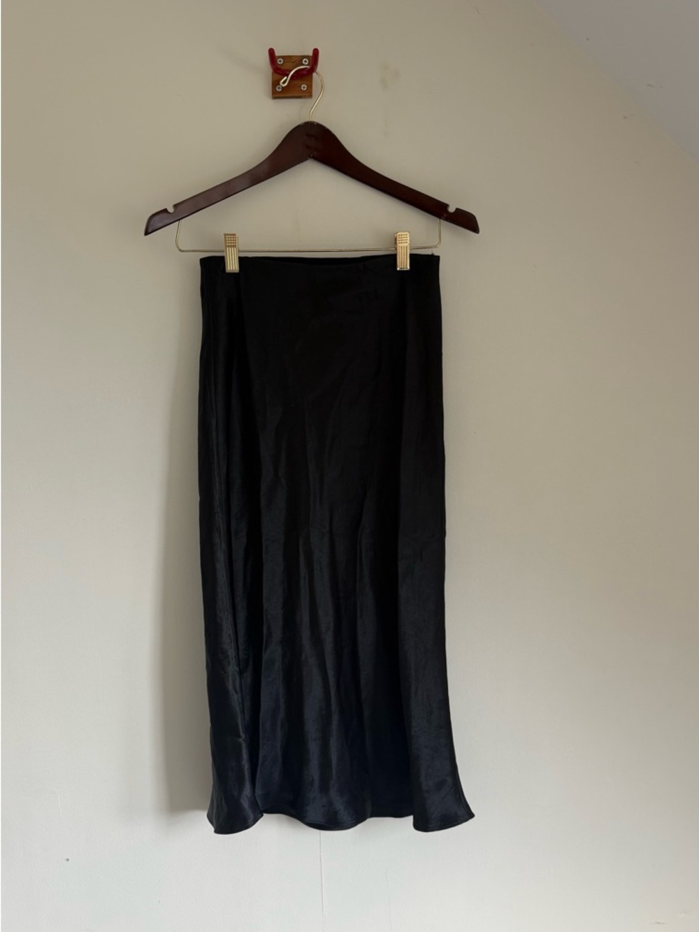 Babaton Black Satin Midi Skirt